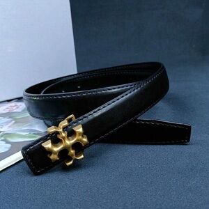 Elegant Black Belt with Gold Buckle